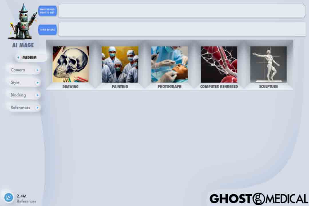 user interface for AI image creation tool
