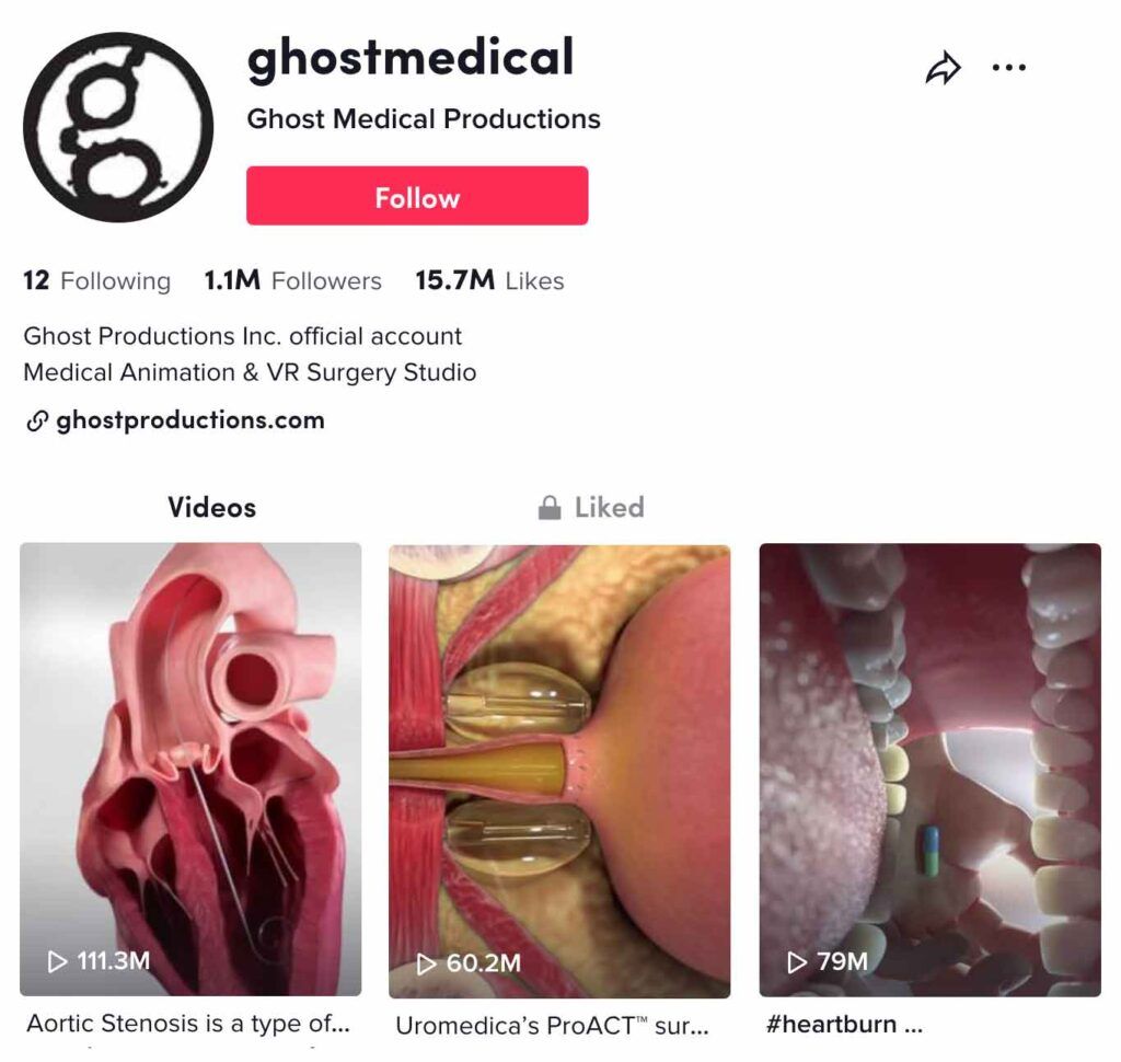 Ghost Medical Animation + VR Surgery, a studio that has been open since 1994 has also gained recent popularity within the online medical community.