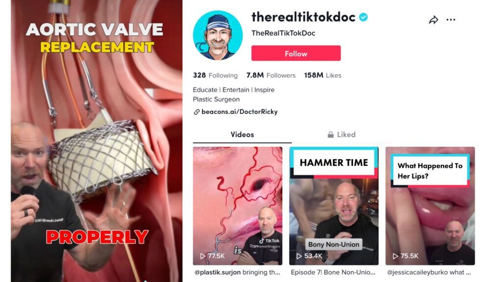 Richard J. Brown, MD as @therealtiktokdoc a medical professional influencer.