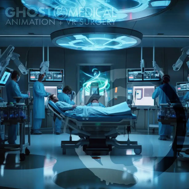 A series of AI-generated images depict healthcare professionals, specifically surgeons, wearing VR headsets while performing complex surgeries. These images showcase the potential of virtual reality in precision surgery and how it could shape the future of healthcare.