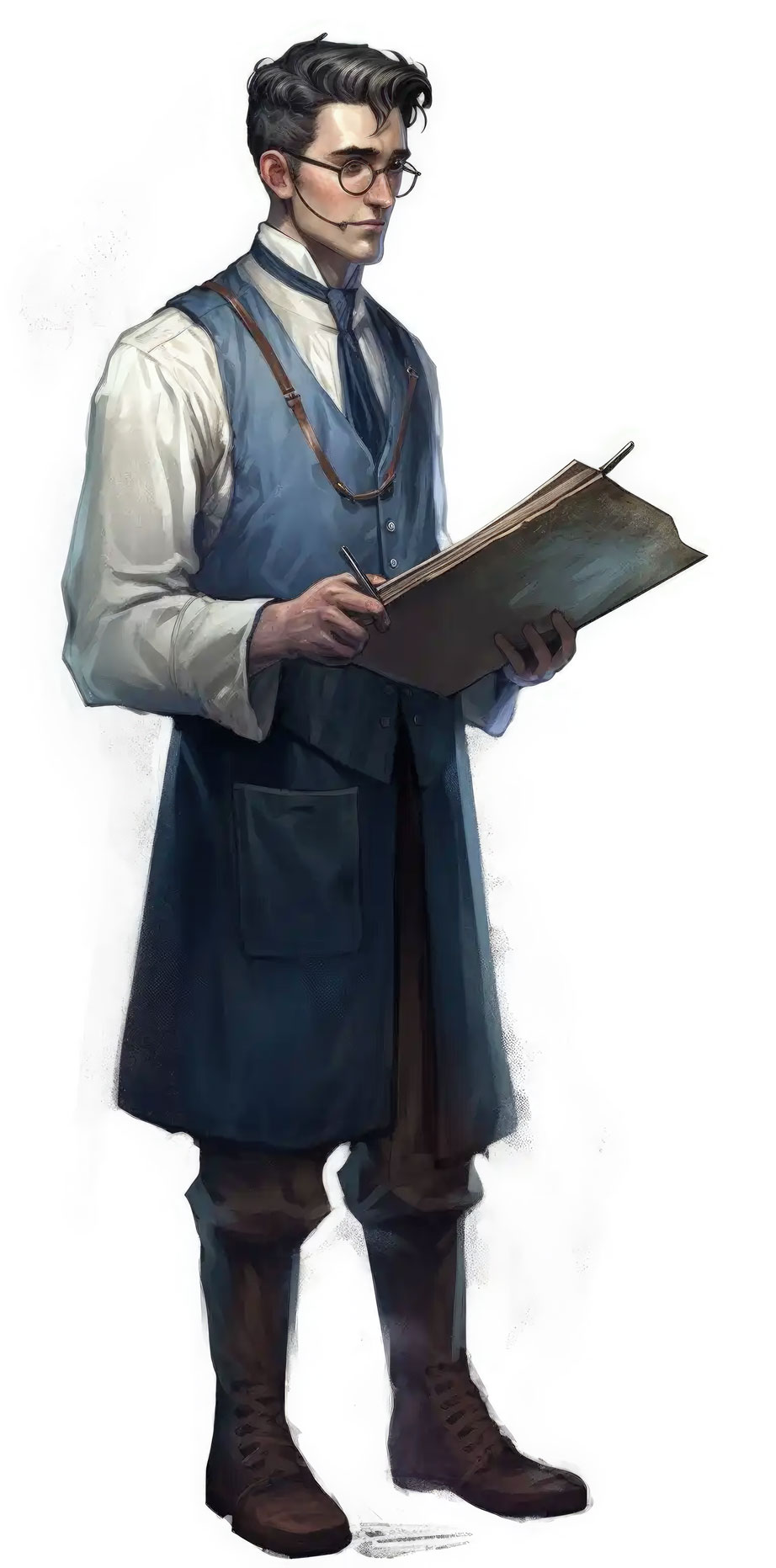 An AI-generated image of a doctor holding a clipboard over his shoulder, dressed in stylish clothing. The image is produced by Ghost Medical Productions. The AI Generated image describes the image as a doctor empowering patients with knowledge, one clipboard at a time.