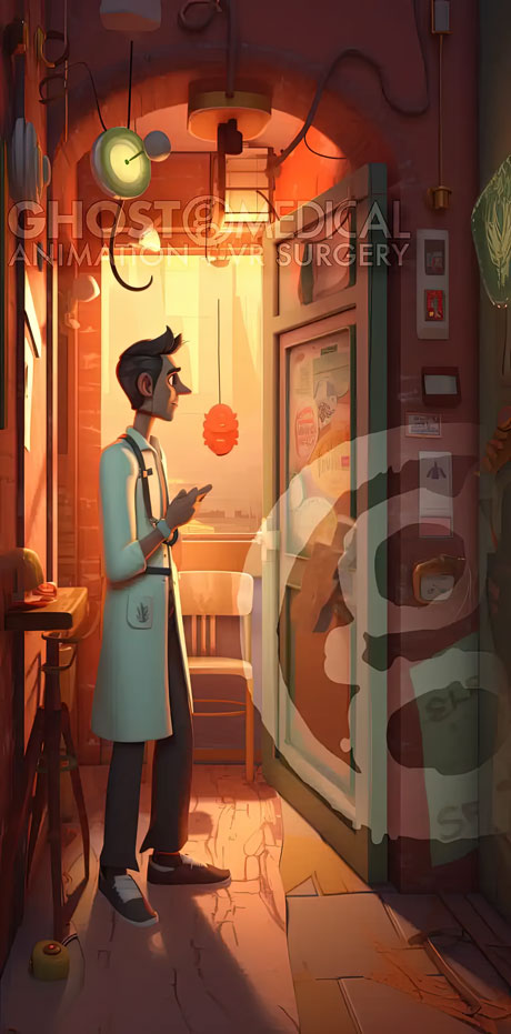 dentist, dental care, dental tool, mask, healthcare professional, warm demeanor, welcoming, AI generated, cartoon image, stethoscope, medical, Ghost Productions.