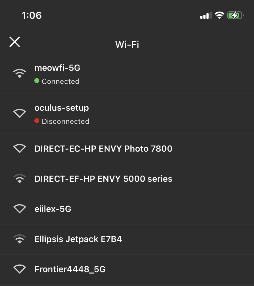 a list of wifi networks